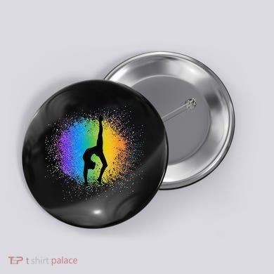 Gymnastics Rainbow Colors Acrobatic Acro Gymnast Button