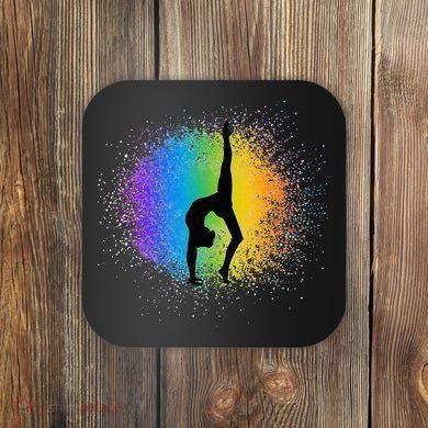 Gymnastics Rainbow Colors Acrobatic Acro Gymnast Coaster
