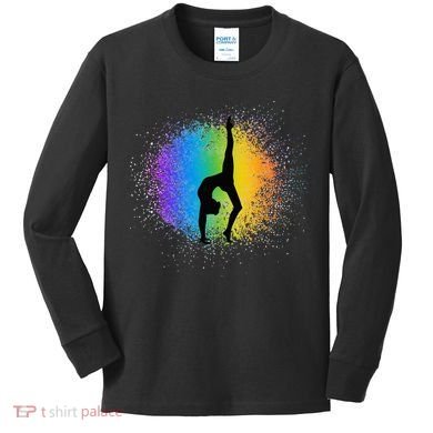 Gymnastics Rainbow Colors Acrobatic Acro Gymnast Kids Long Sleeve Shirt