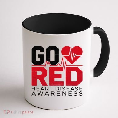 Go Red Chd Heart Disease Month Awareness Coffee Mug back