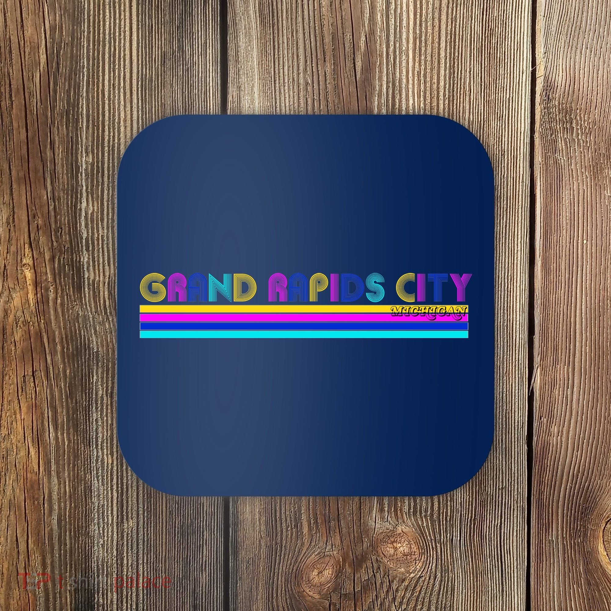 Grand Rapids City Michigan Retro Logo Coaster