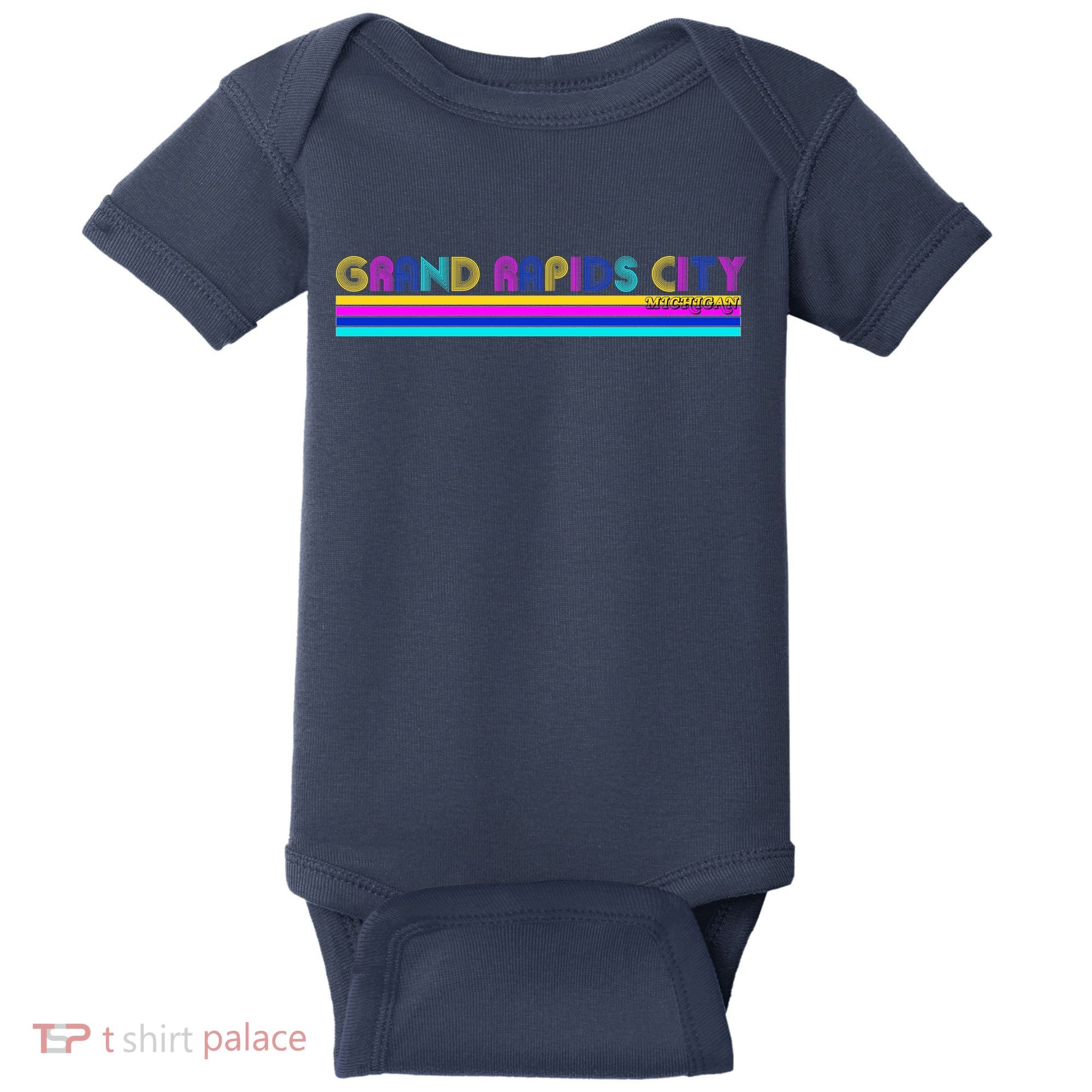 Grand Rapids City Michigan Retro Logo Baby Bodysuit