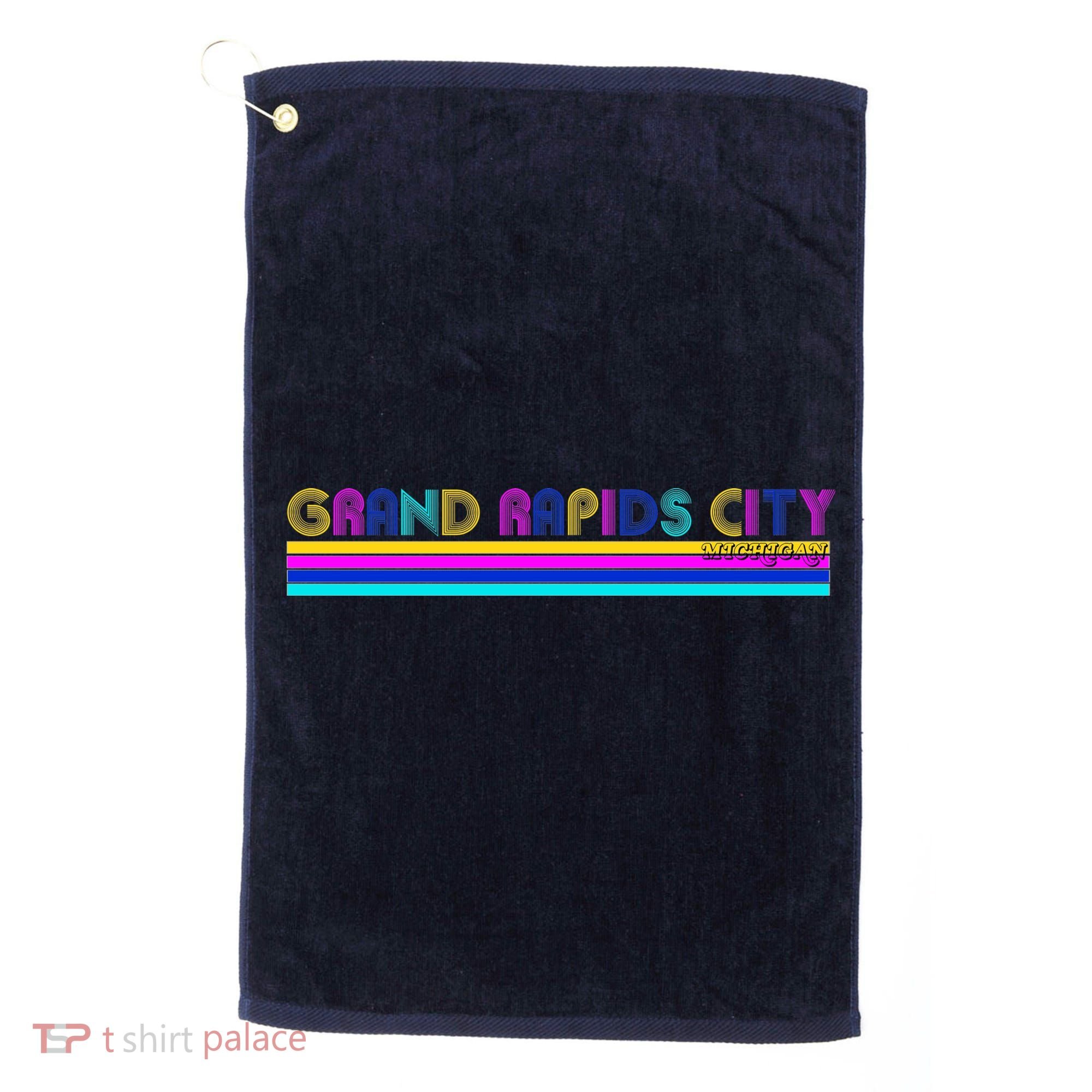 Grand Rapids City Michigan Retro Logo Golf Towel