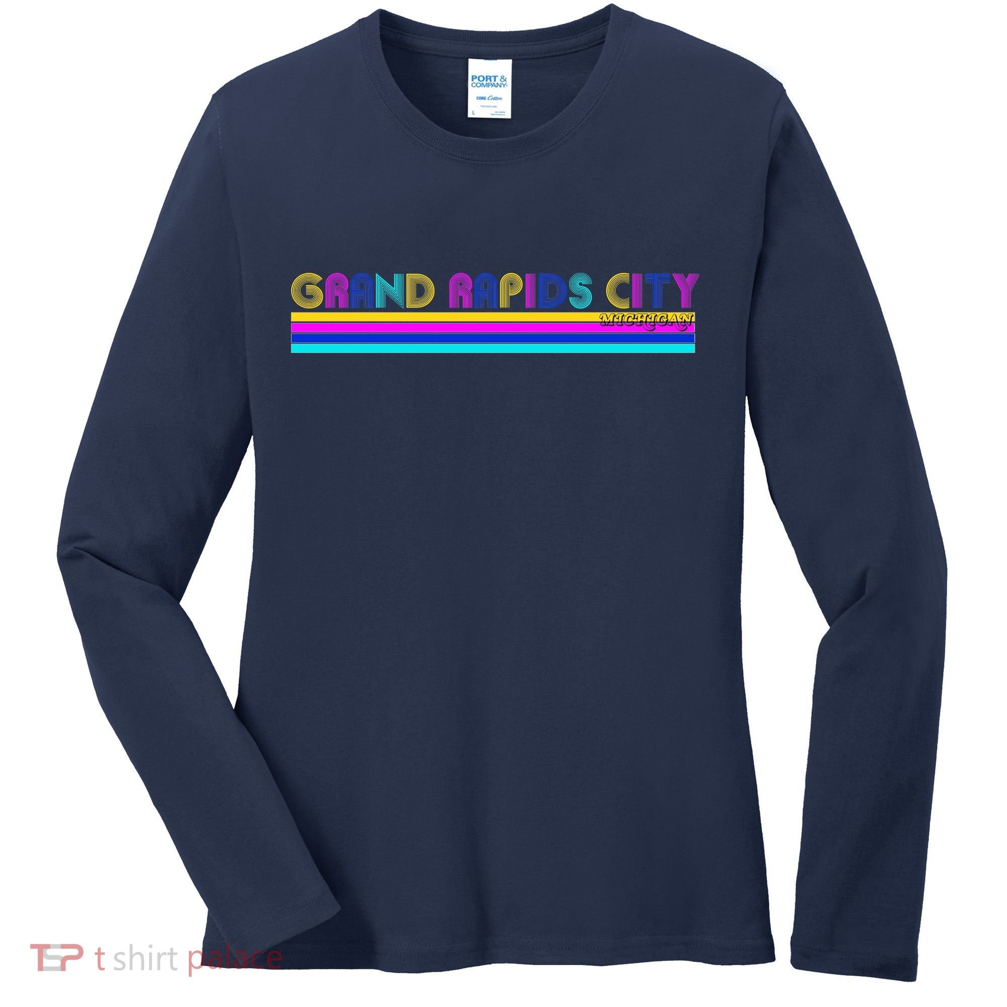 Grand Rapids City Michigan Retro Logo Women's Long Sleeve Shirt