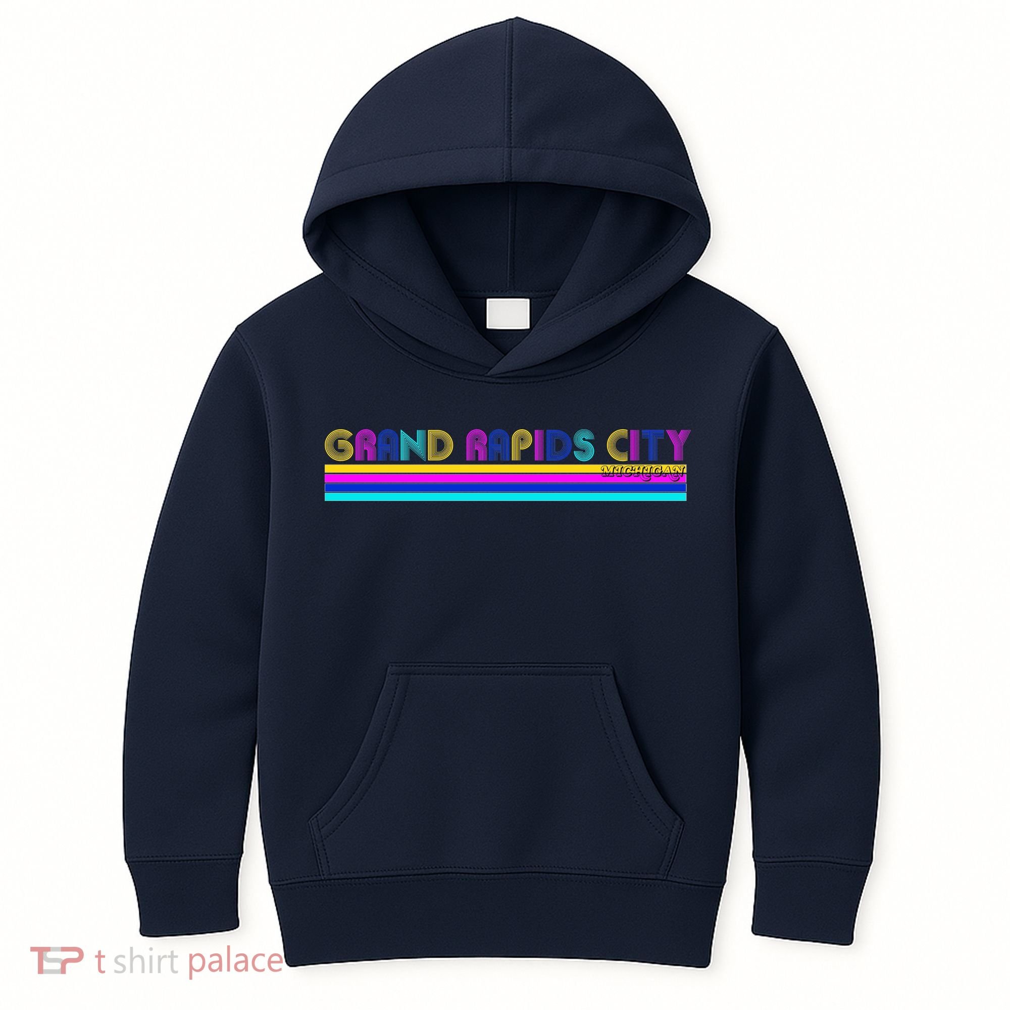 Grand Rapids City Michigan Retro Logo Kids Hoodie