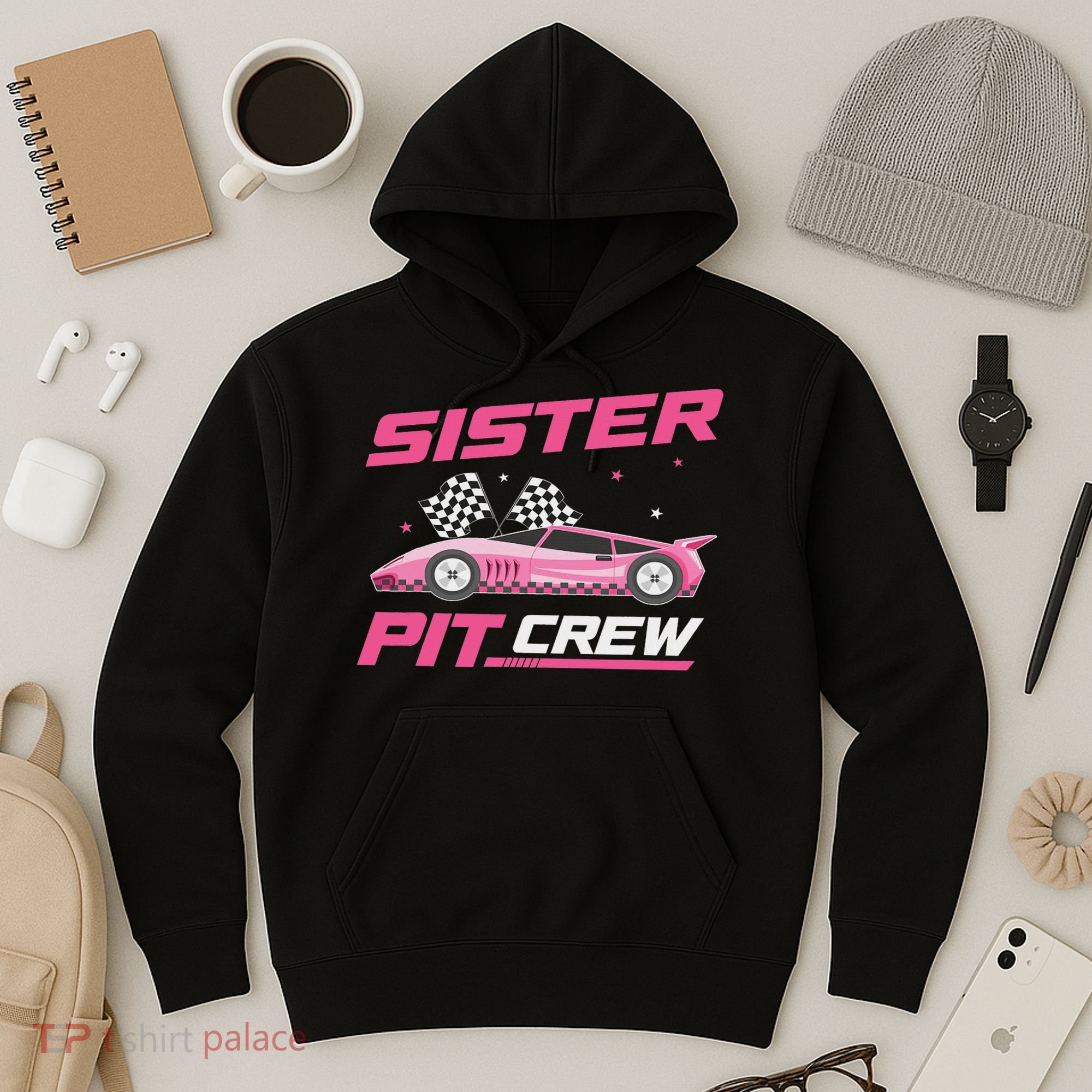 Girl Race Car Birthday Decorations Racing Sister Pit Crew Hoodie