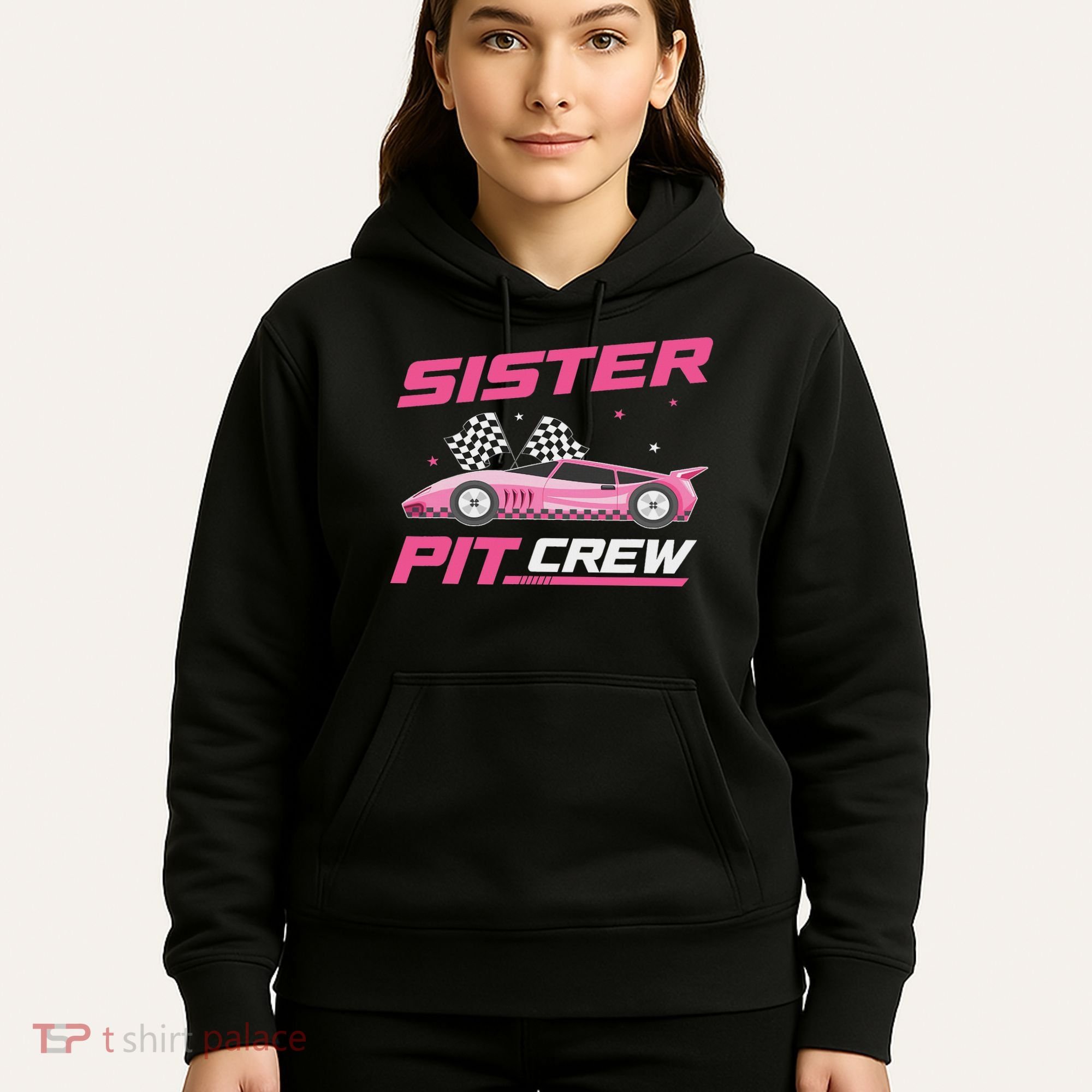 Girl Race Car Birthday Decorations Racing Sister Pit Crew Hoodie