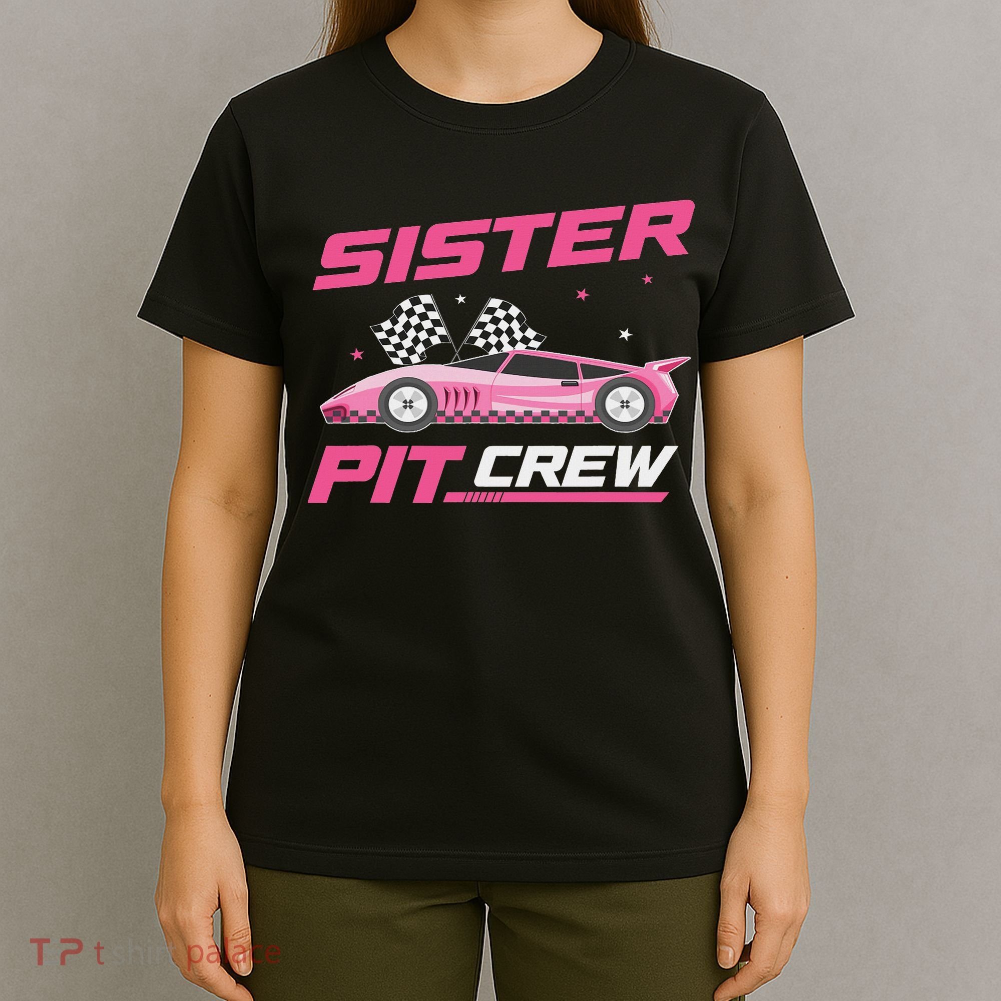 Girl Race Car Birthday Decorations Racing Sister Pit Crew T-Shirt