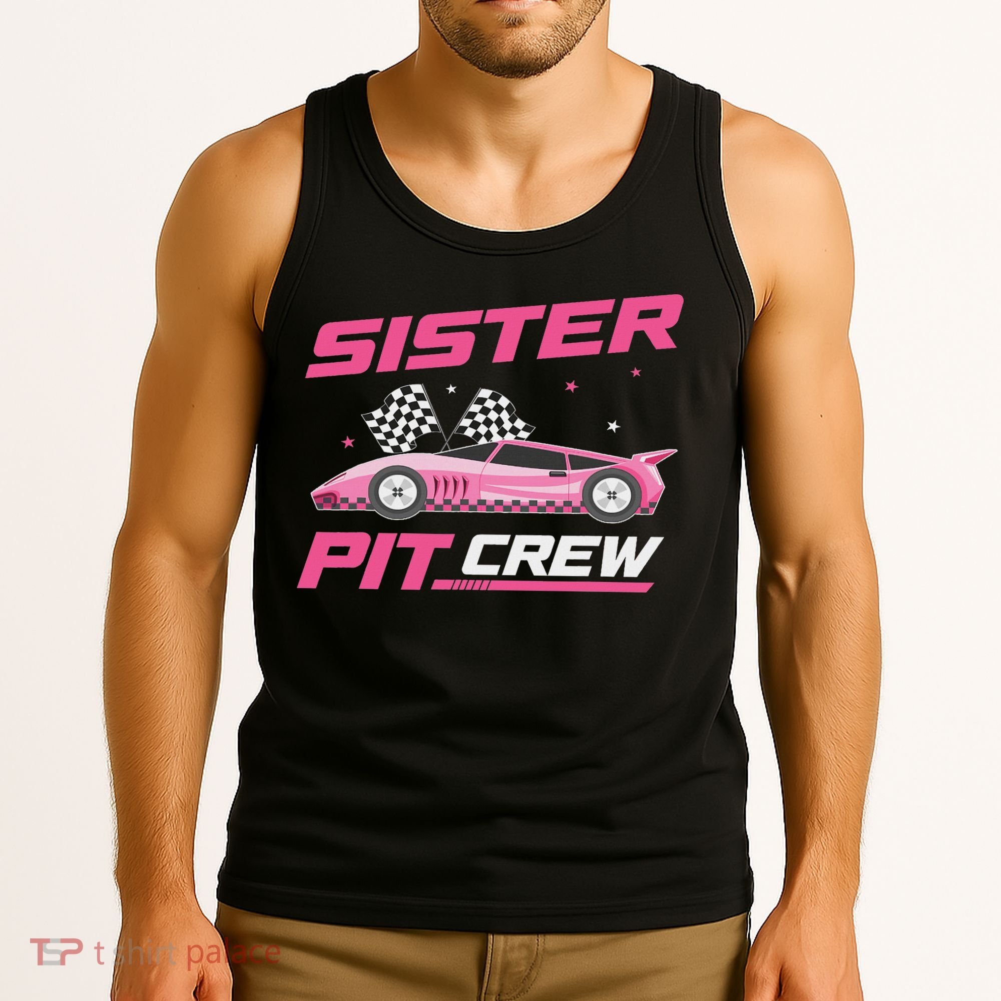 Girl Race Car Birthday Decorations Racing Sister Pit Crew Tank Top