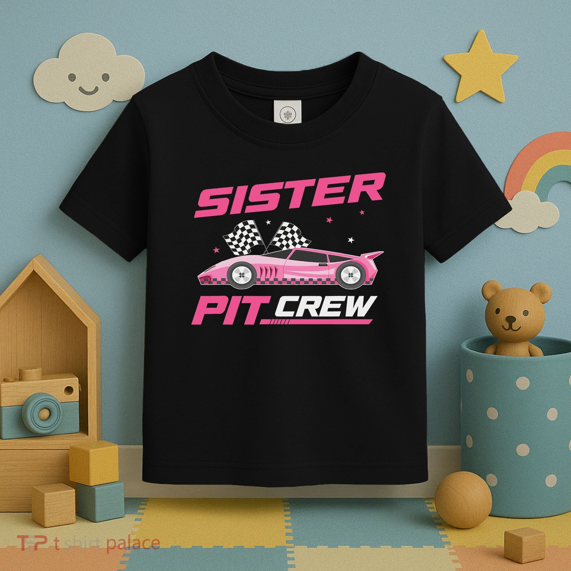 Girl Race Car Birthday Decorations Racing Sister Pit Crew Toddler T-Shirt