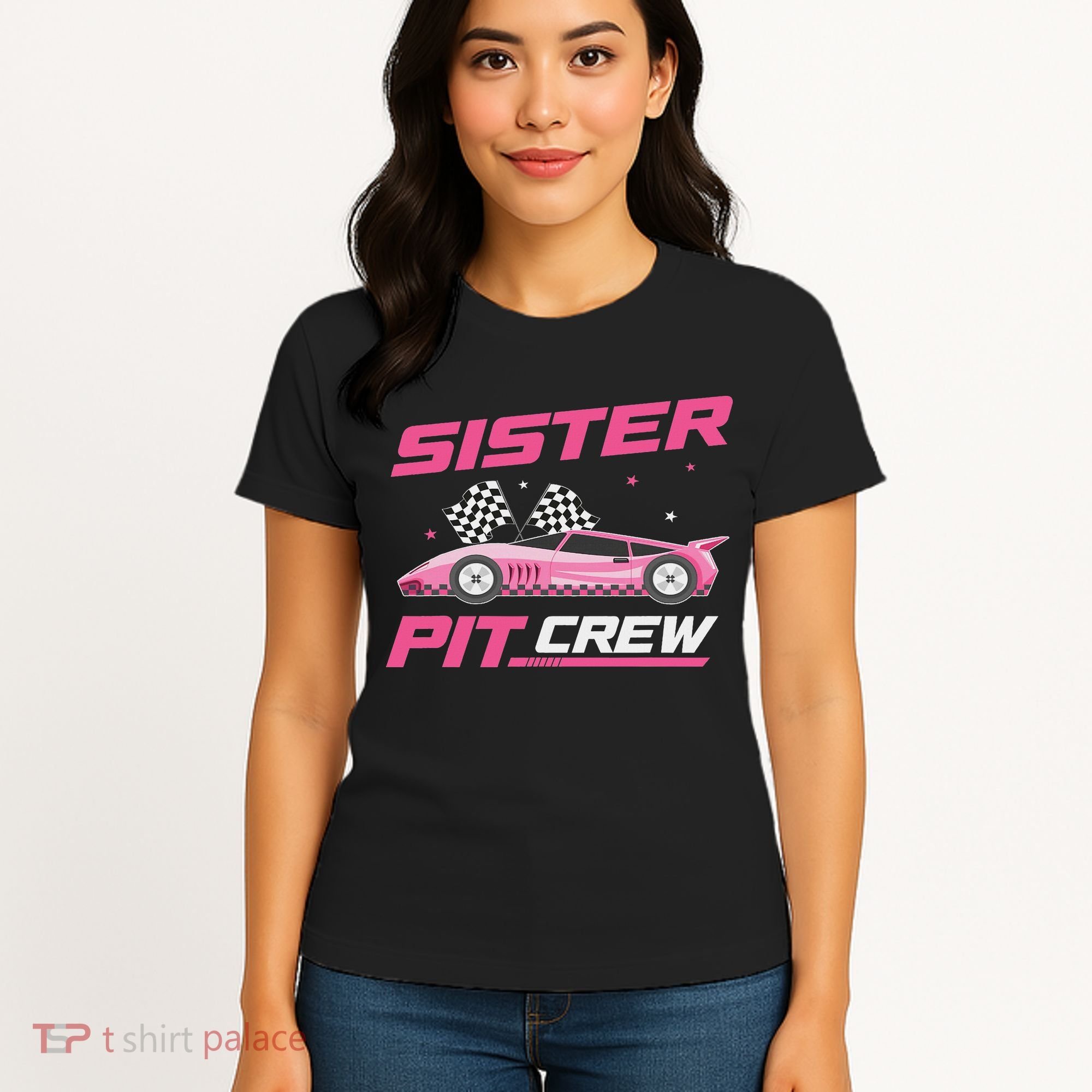 Girl Race Car Birthday Decorations Racing Sister Pit Crew Women's T-Shirt