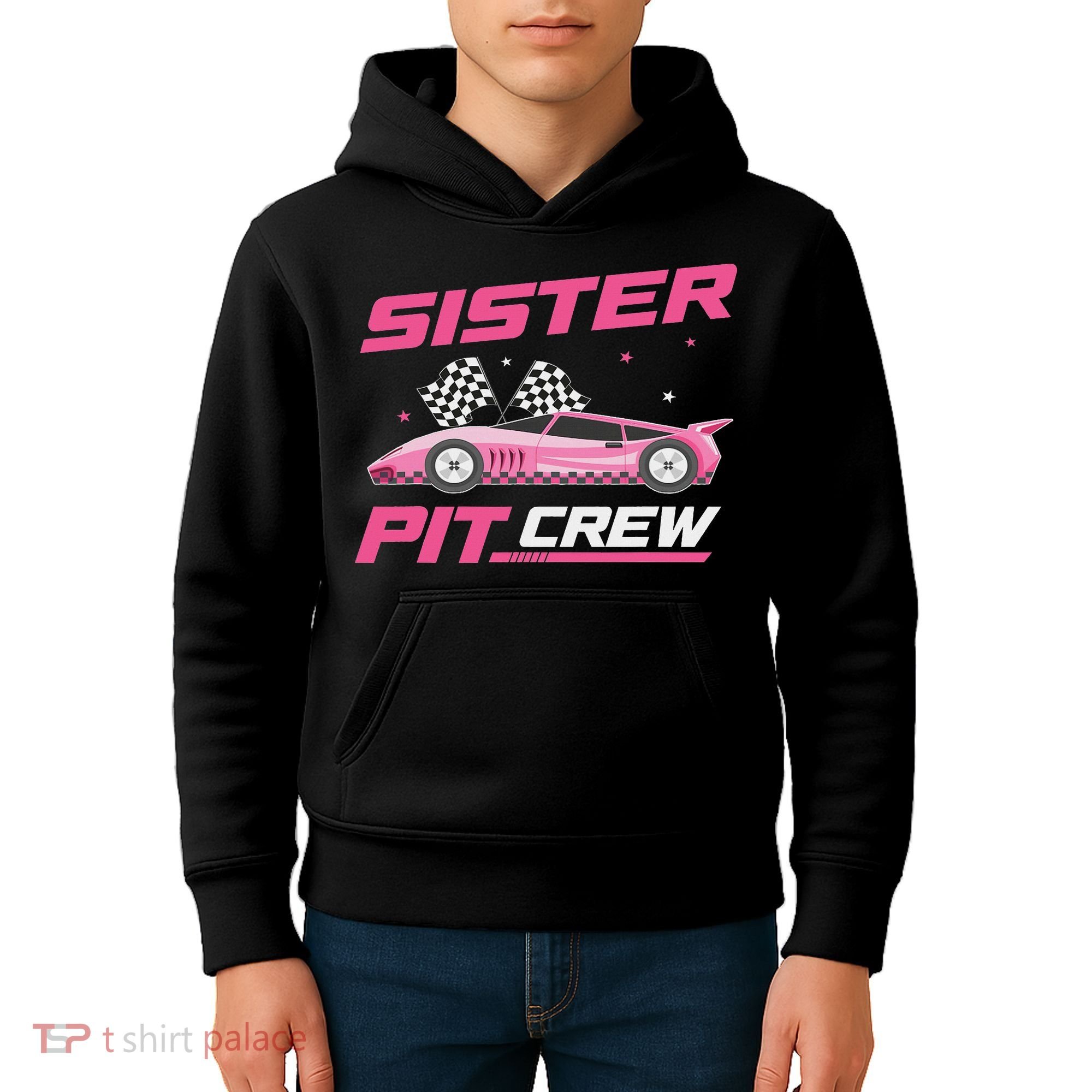 Girl Race Car Birthday Decorations Racing Sister Pit Crew Kids Hoodie