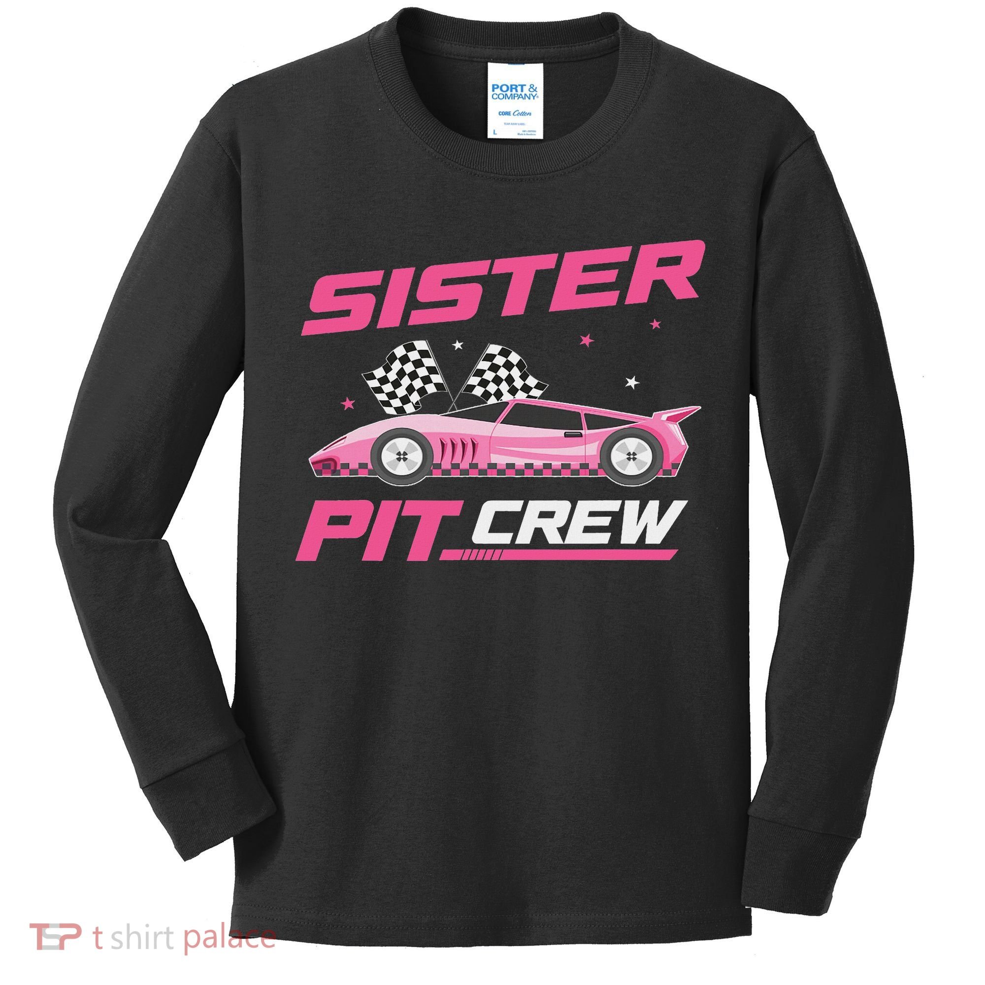 Girl Race Car Birthday Decorations Racing Sister Pit Crew Kids Long Sleeve Shirt