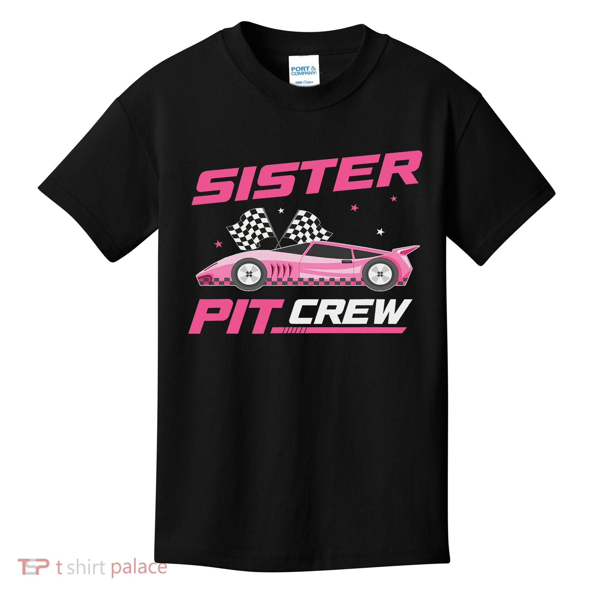 Girl Race Car Birthday Decorations Racing Sister Pit Crew Kids T-Shirt