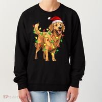 Golden Retriever Christmas Santa Hat Tree Lights Pajama  Women's Sweatshirt thumb 0