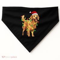 Golden Retriever Christmas Santa Hat Tree Lights Pajama  USA-Made Doggie Bandana thumb 0