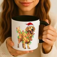 Golden Retriever Christmas Santa Hat Tree Lights Pajama  Coffee Mug thumb 3