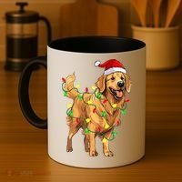 Golden Retriever Christmas Santa Hat Tree Lights Pajama  Coffee Mug thumb 4