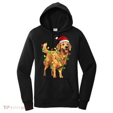 Golden Retriever Christmas Santa Hat Tree Lights Pajama  Women's Hoodie
