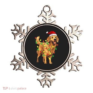 Golden Retriever Christmas Santa Hat Tree Lights Pajama  Ornament