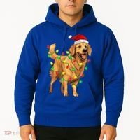Golden Retriever Christmas Santa Hat Tree Lights Pajama  Hoodie thumb 2