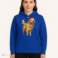 Golden Retriever Christmas Santa Hat Tree Lights Pajama  Hoodie thumb 5