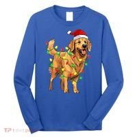 Golden Retriever Christmas Santa Hat Tree Lights Pajama  Long Sleeve Shirt thumb 0
