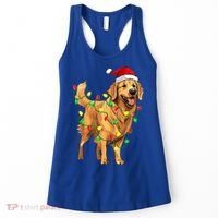 Golden Retriever Christmas Santa Hat Tree Lights Pajama  Women's Tank Top thumb 0