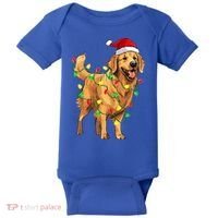 Golden Retriever Christmas Santa Hat Tree Lights Pajama  Baby Bodysuit thumb 0
