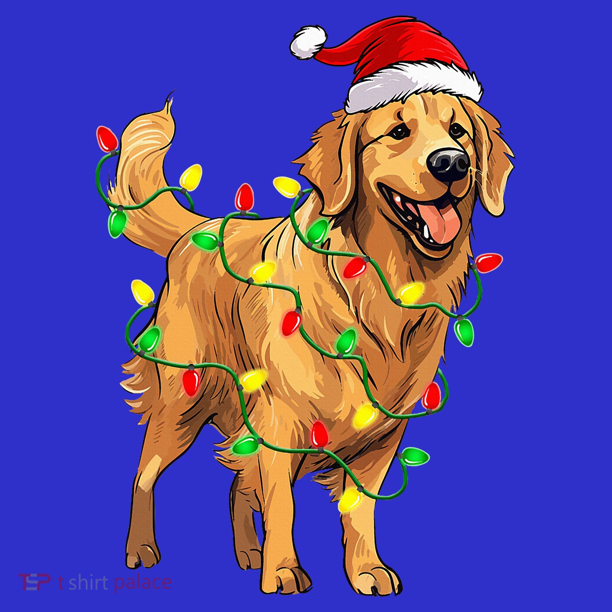Golden Retriever Christmas Santa Hat Tree Lights Pajama  Baby Bodysuit