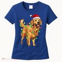 Golden Retriever Christmas Santa Hat Tree Lights Pajama  Women's T-Shirt thumb 0