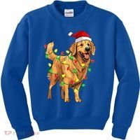 Golden Retriever Christmas Santa Hat Tree Lights Pajama  Kids Sweatshirt thumb 0