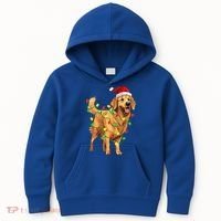 Golden Retriever Christmas Santa Hat Tree Lights Pajama  Kids Hoodie thumb 0