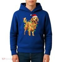 Golden Retriever Christmas Santa Hat Tree Lights Pajama  Kids Hoodie thumb 4