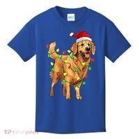 Golden Retriever Christmas Santa Hat Tree Lights Pajama  Kids T-Shirt thumb 0