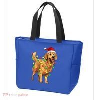 Golden Retriever Christmas Santa Hat Tree Lights Pajama  Tote Bag thumb 3