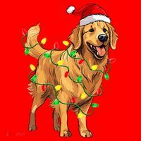 Golden Retriever Christmas Santa Hat Tree Lights Pajama  Santa Hat thumb 1