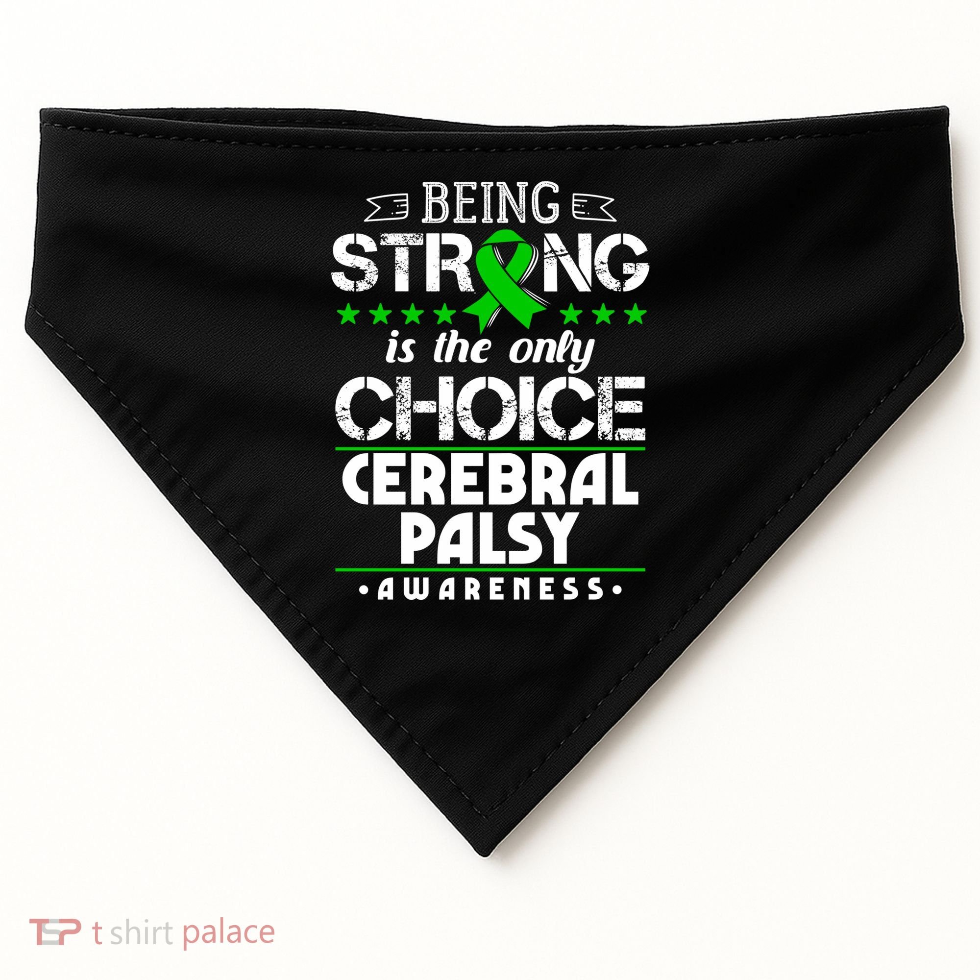 Green Ribbon Cool Gift Cerebral Palsy Awareness Cool Gift USA-Made Doggie Bandana