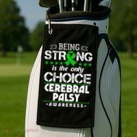Green Ribbon Cool Gift Cerebral Palsy Awareness Cool Gift Golf Towel thumb 2