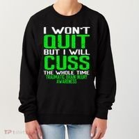 Green Ribbon Cuss Quit Back Surgery Traumatic Brain Injury Women's Sweatshirt thumb 0