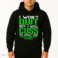 Green Ribbon Cuss Quit Back Surgery Traumatic Brain Injury Hoodie thumb 2