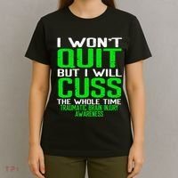 Green Ribbon Cuss Quit Back Surgery Traumatic Brain Injury T-Shirt thumb 4
