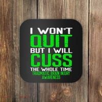 Green Ribbon Cuss Quit Back Surgery Traumatic Brain Injury Coaster thumb 0