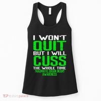 Green Ribbon Cuss Quit Back Surgery Traumatic Brain Injury Women's Tank Top thumb 0