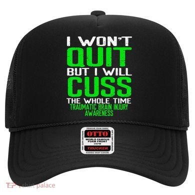 Green Ribbon Cuss Quit Back Surgery Traumatic Brain Injury Hat