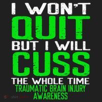 Green Ribbon Cuss Quit Back Surgery Traumatic Brain Injury Hat thumb 2