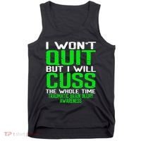 Green Ribbon Cuss Quit Back Surgery Traumatic Brain Injury Tank Top thumb 0