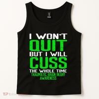 Green Ribbon Cuss Quit Back Surgery Traumatic Brain Injury Tank Top thumb 2