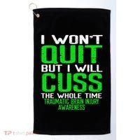 Green Ribbon Cuss Quit Back Surgery Traumatic Brain Injury Golf Towel thumb 0