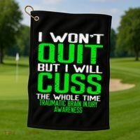 Green Ribbon Cuss Quit Back Surgery Traumatic Brain Injury Golf Towel thumb 1